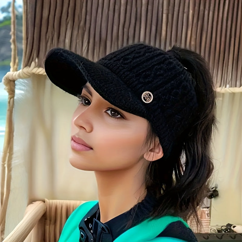 Gorra de Invierno para Mujer con Orejeras y Visera de Pato