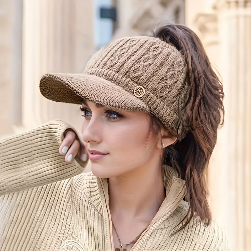 Gorra de Invierno para Mujer con Orejeras y Visera de Pato