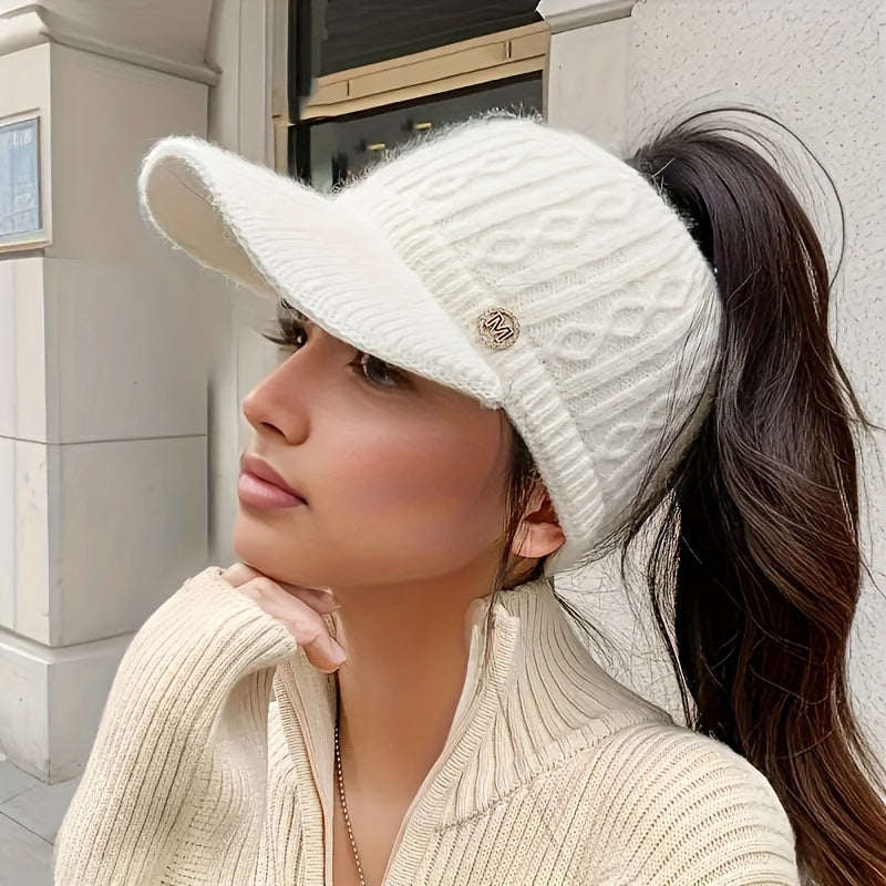Gorra de Invierno para Mujer con Orejeras y Visera de Pato