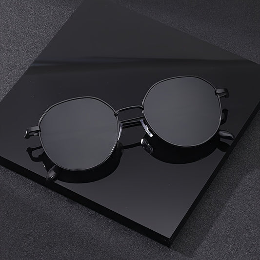 Gafas Vintage Redondas para Hombre – Montura Metálica Completa con Detalles en Dorado