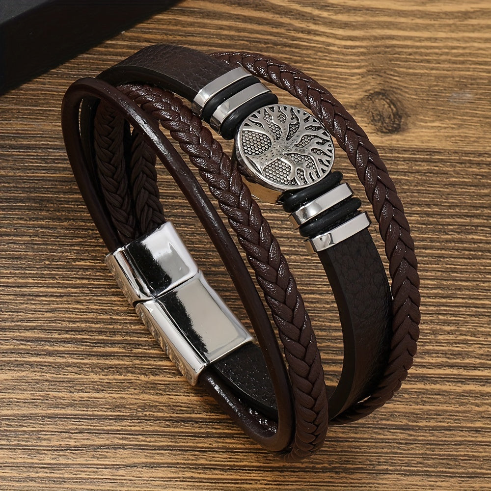 🌟 Brazalete de Cuero PU Minimalista y Trendy para Hombre – ¡El Regalo Perfecto para Navidad!