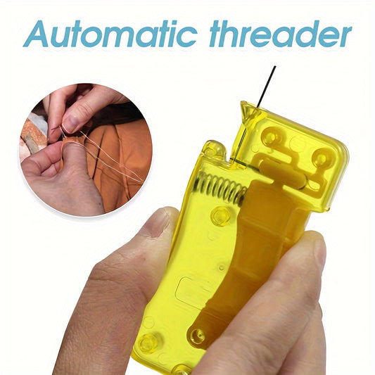 Enhebrador Automático de Aguja Amarillo Limón, Herramienta para Coser a Mano, Accesorio DIY para Costura, Suministros para Manualidades y Costura