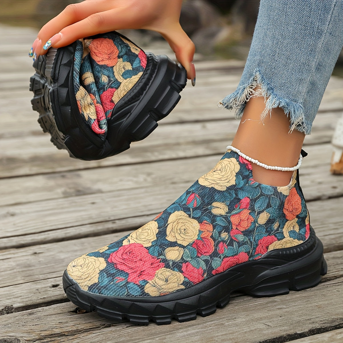 🌷 Zapatillas Florales Estilo Slip-On para Mujer – Comodidad Ligera y Estilo que Enamora 🌷