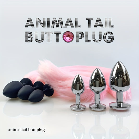Plug Anal con Cola de Animal y Base de Gema – Seducción, Fantasía y Placer Extremo