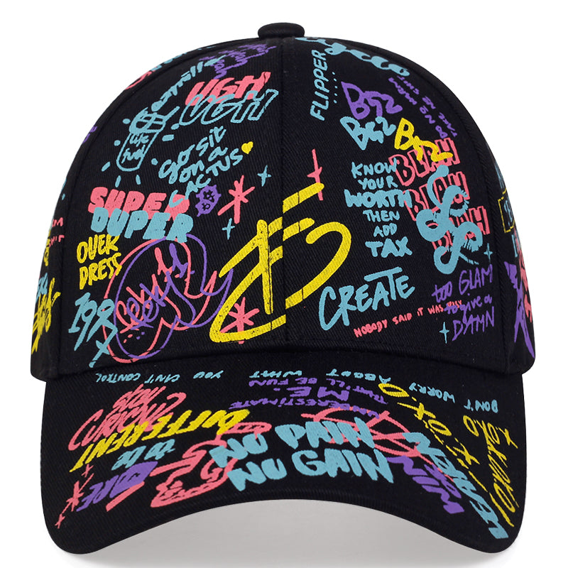 Gorra de Béisbol Graffiti para Mujer - Gorra Ajustable Unisex, Sombrero con Distressed y Colita de Caballo, Bordada, Perfecta para Regalos de Año Nuevo, Navidad y San Valentín 🎁✨