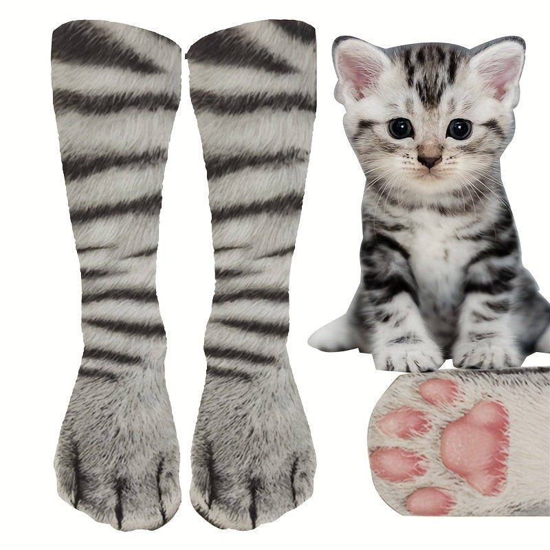 Calcetines Adorables con Huellas de Gato - Talla Única 🐾🧦