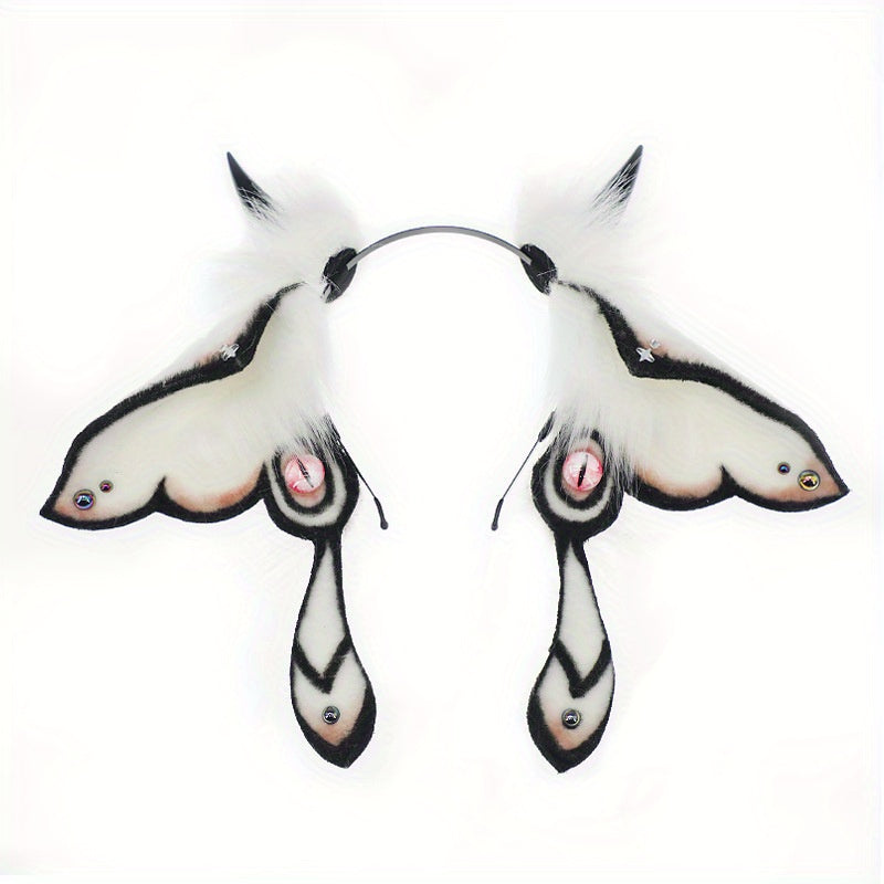 Diadema Realista de Polilla con Orejas - Accesorio de Peluche para Halloween y Día de los Muertos 🦋🎃