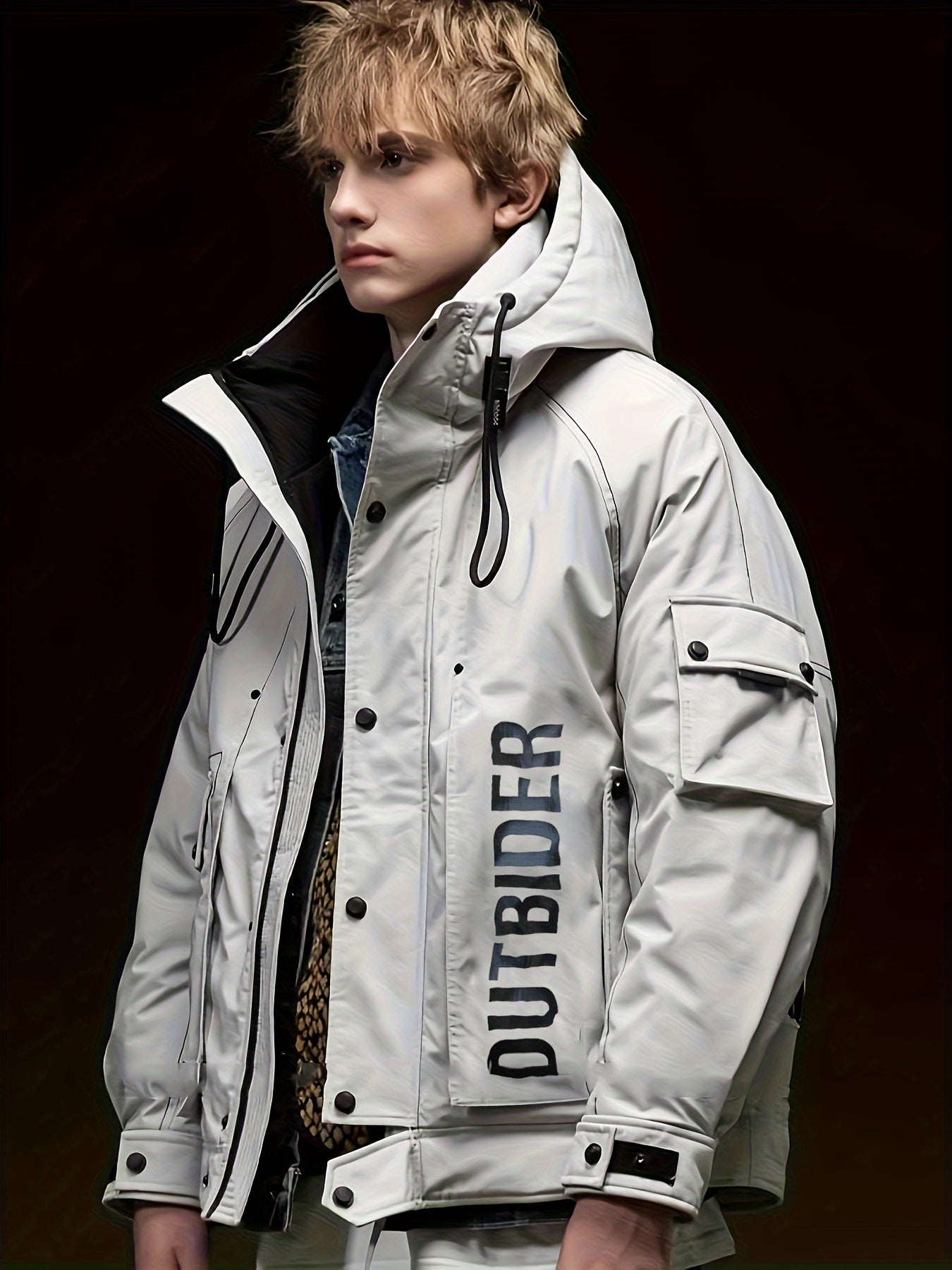 Chaqueta Casual para Hombre con Capucha y Relleno de Plumón – Estilo Moderno, Abrigo Corto de Invierno