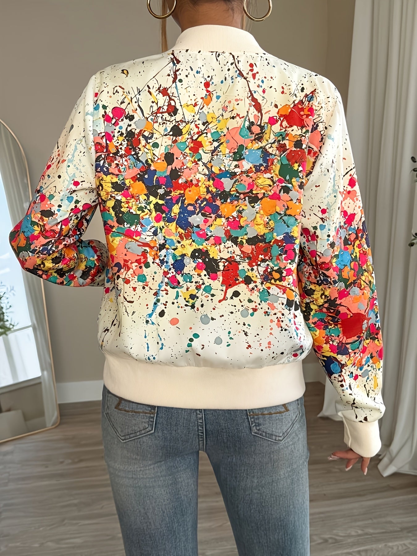Chaqueta Casual de Tela Teñida para Mujer con Cuello Alto y Detalle de Cremallera - Ligera y Perfecta para Primavera y Otoño 🌿✨