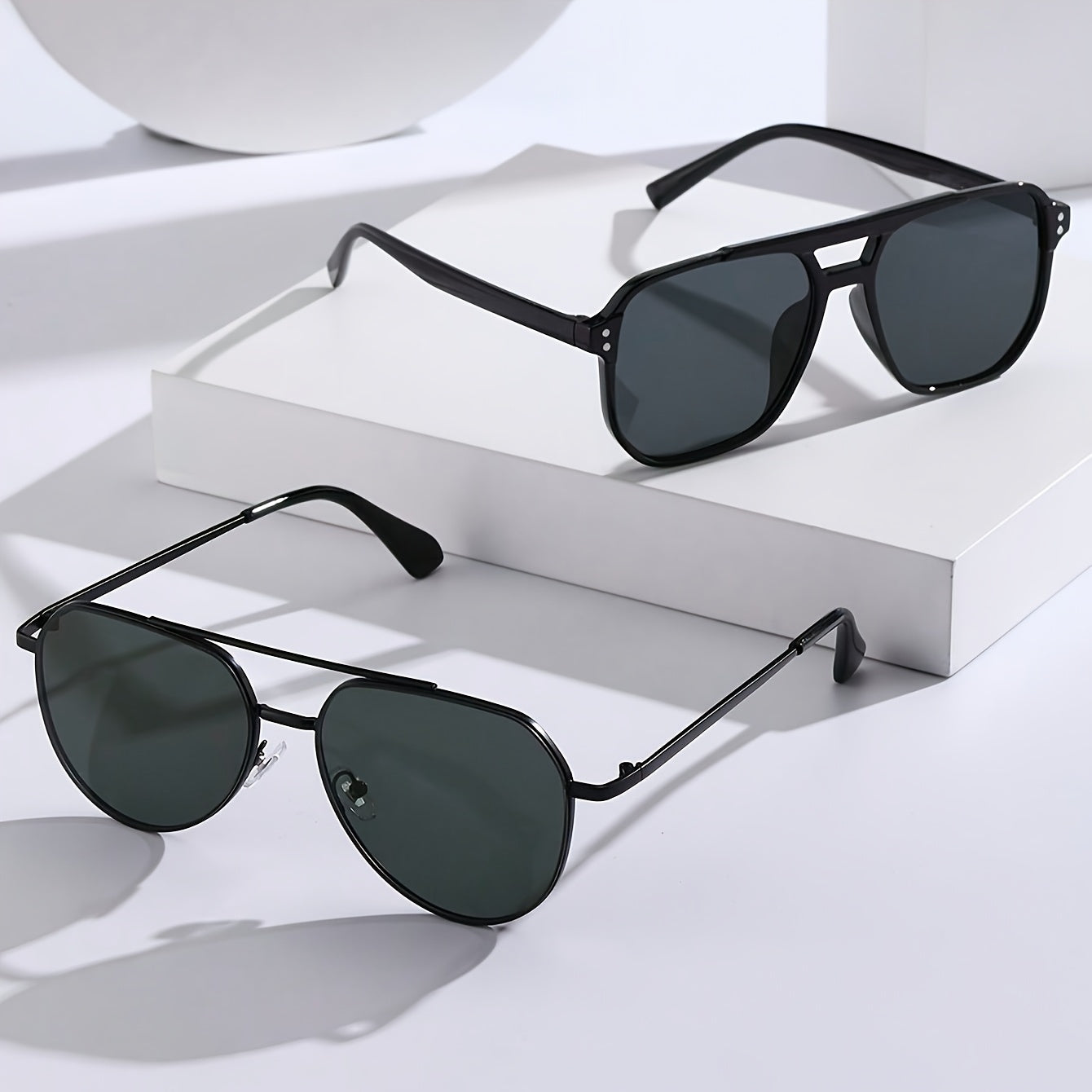 Set de 2 Gafas Retro Geométricas de Doble Puente – Estilo Único para Festivales y Moda Urbana
