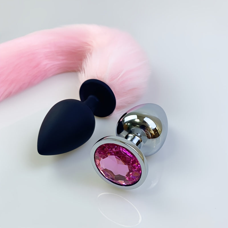 Plug Anal con Cola de Animal y Base de Gema – Seducción, Fantasía y Placer Extremo