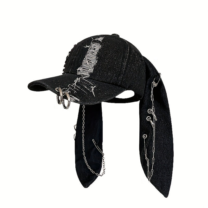 Gorra de Béisbol Punk Y2K con Orejas de Conejo - Estilo Audaz y Atemporal 🐰🖤