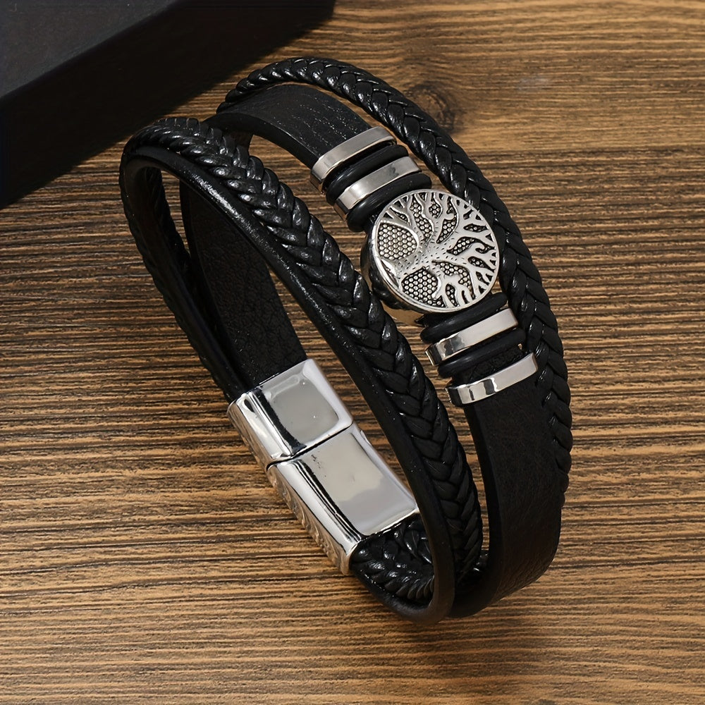 🌟 Brazalete de Cuero PU Minimalista y Trendy para Hombre – ¡El Regalo Perfecto para Navidad!