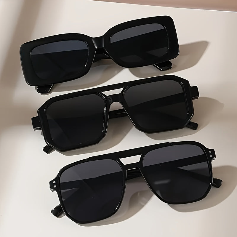 Set de 3 Gafas Clásicas Rectangulares – Diseño Sofisticado para Parejas