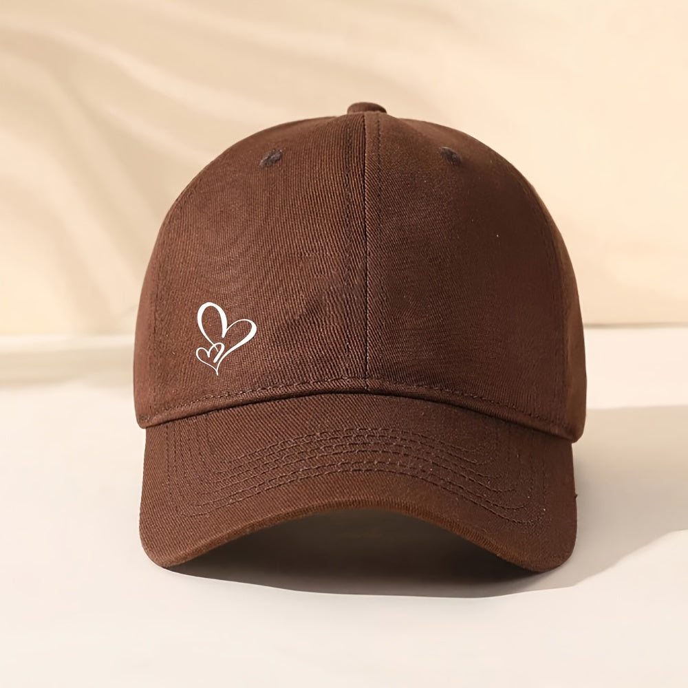 Gorra de Beisbol con Estampado de Corazón - Sombrero Ajustable y Transpirable de Algodón para Mujer, Casual y Cómodo