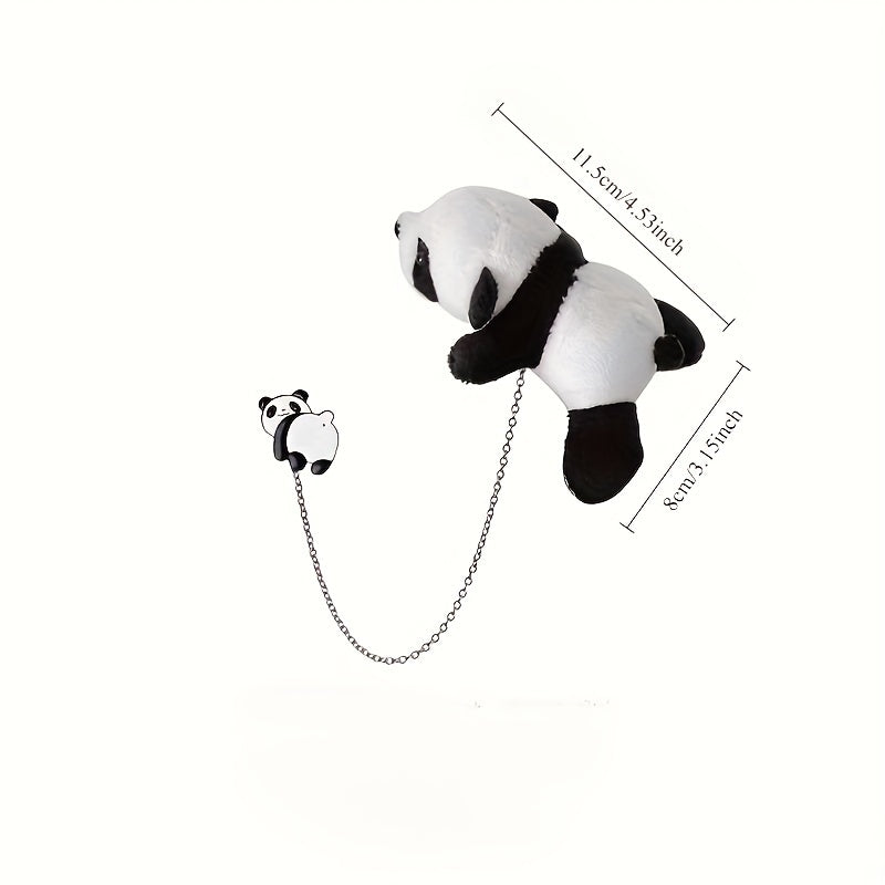 Broche de Peluche para Parejas - Dinosaurio Verde & Panda con Cadena