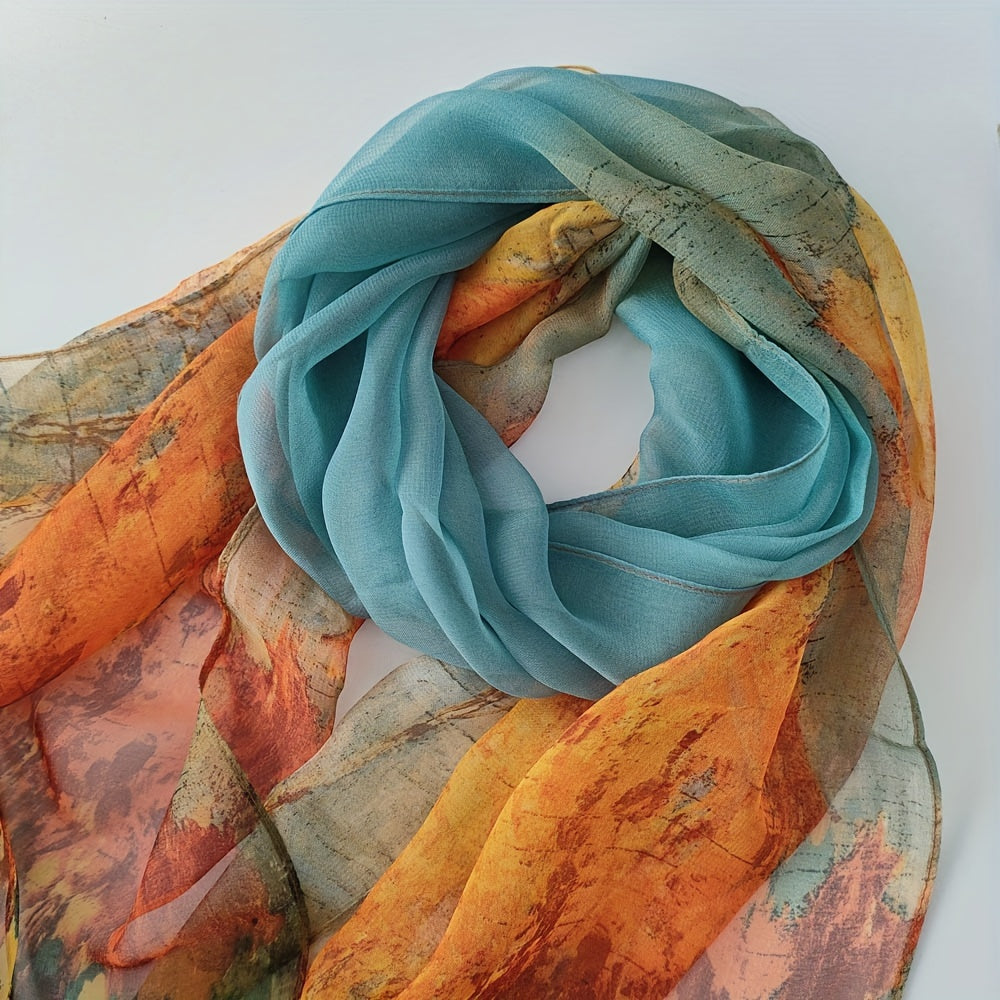 Elegante Bufanda de Chiffon con Estampado de Bosque de Abedules 🌿 - Perfecta para días de playa 🌞  ESPECIFICACIONES