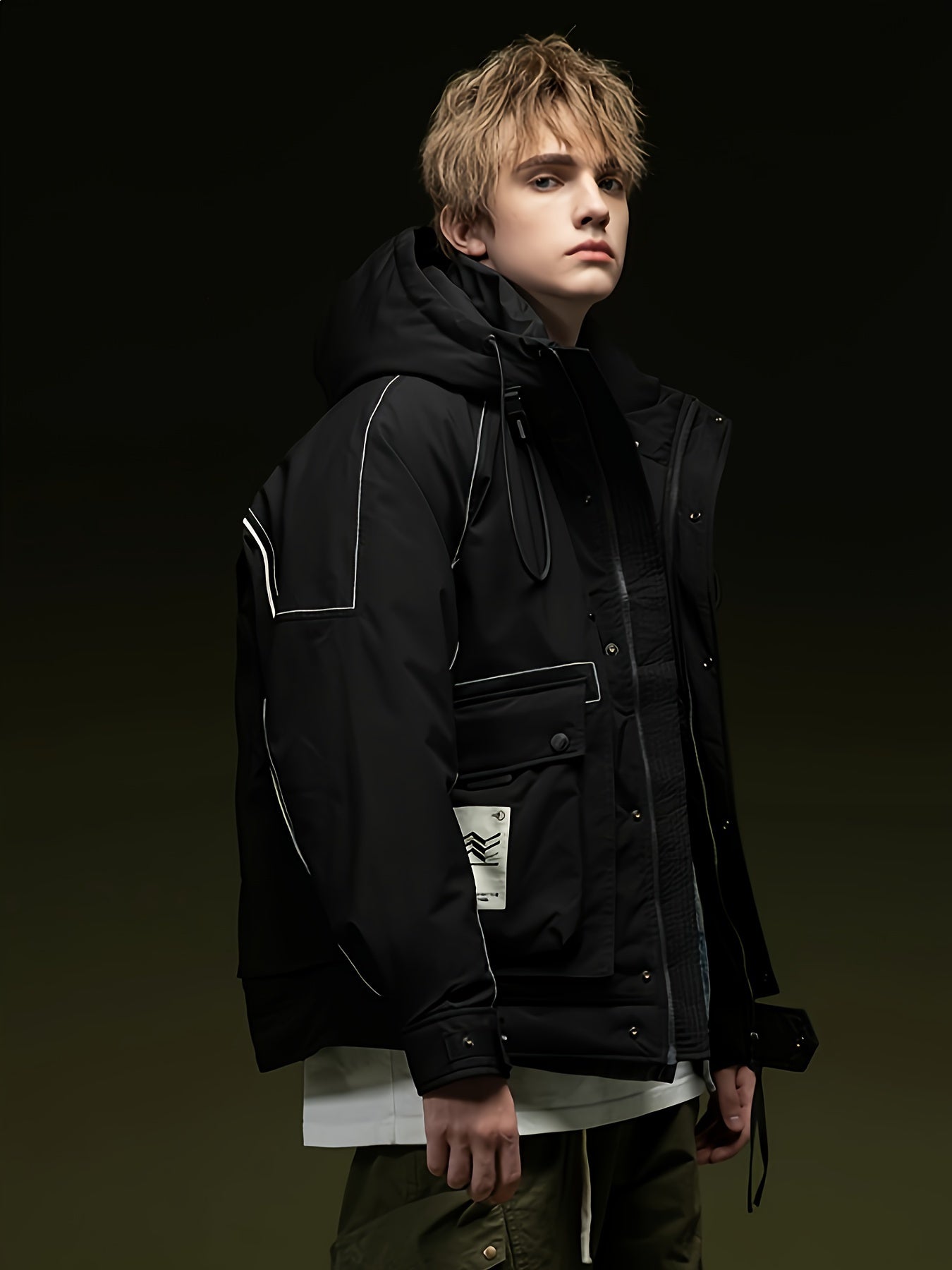 Chaqueta Casual para Hombre con Capucha y Relleno de Plumón – Estilo Moderno, Abrigo Corto de Invierno