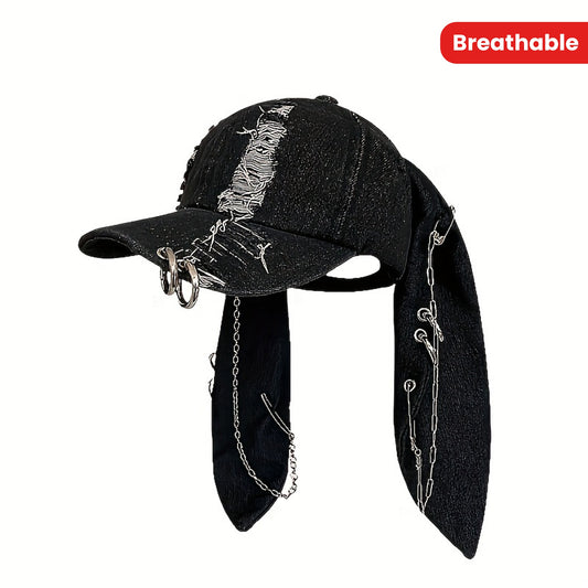 Gorra de Béisbol Punk Y2K con Orejas de Conejo - Estilo Audaz y Atemporal 🐰🖤