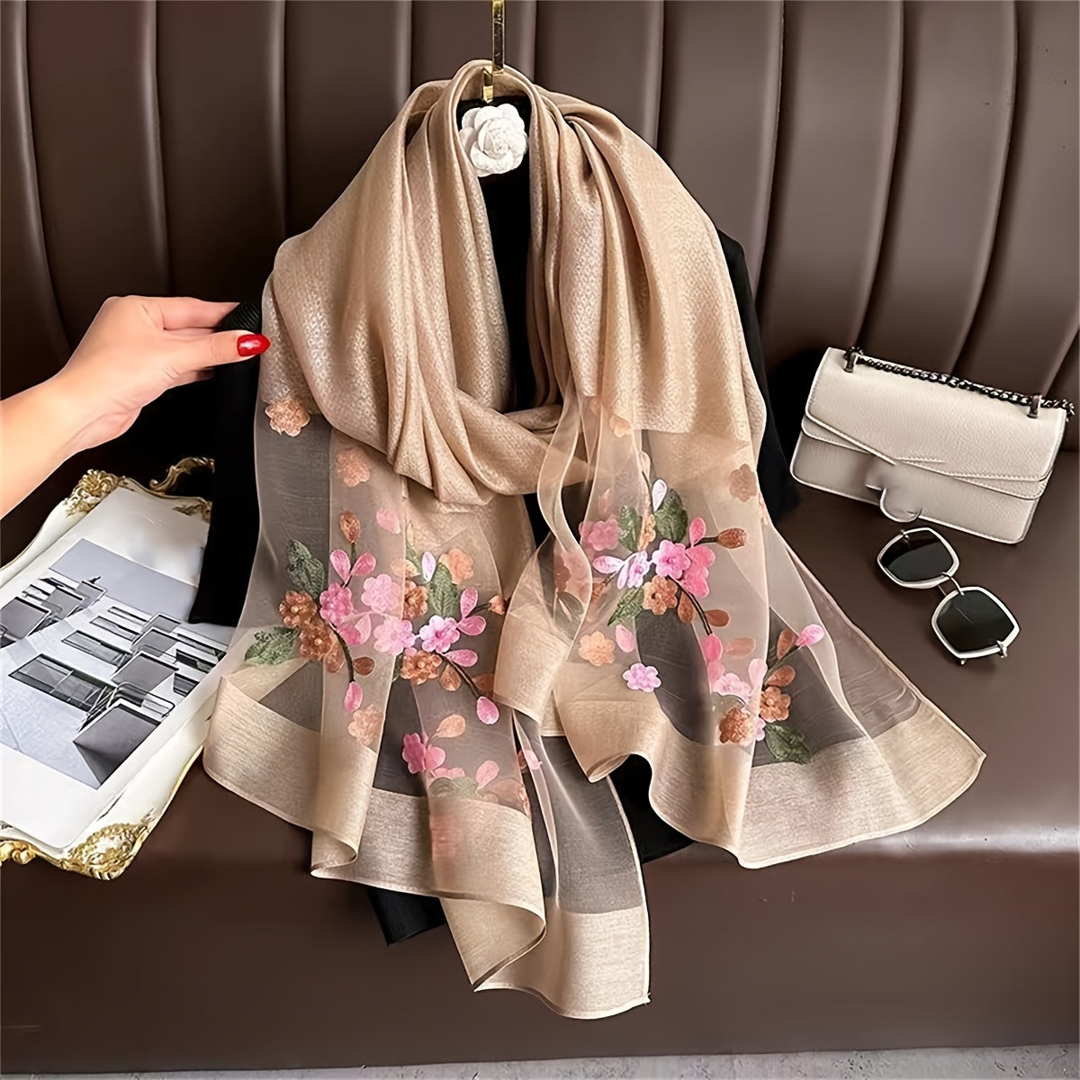 Chaleco de Flores Bordadas para Mujer - Bufanda Ligera y Transpirable 🌸💨