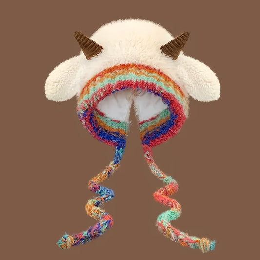 Gorro de Forro Polar con Orejas de Cordero y Pom - Lindo y Perfecto para el Invierno