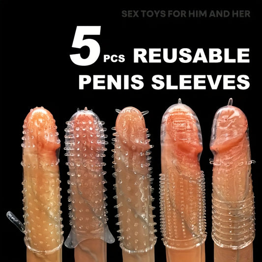 Set de 5 Fundas Transparentes para Hombres – Más Placer, Más Sensaciones 🔥