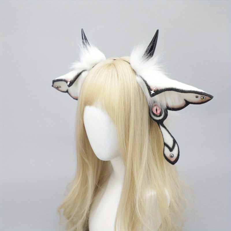 Diadema Realista de Polilla con Orejas - Accesorio de Peluche para Halloween y Día de los Muertos 🦋🎃