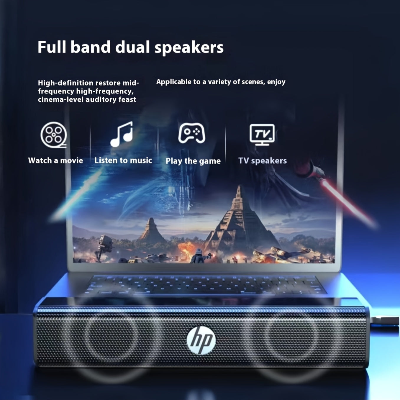 🎵 Barra de Sonido Estéreo HP WS10 – Potente, Compacta y USB