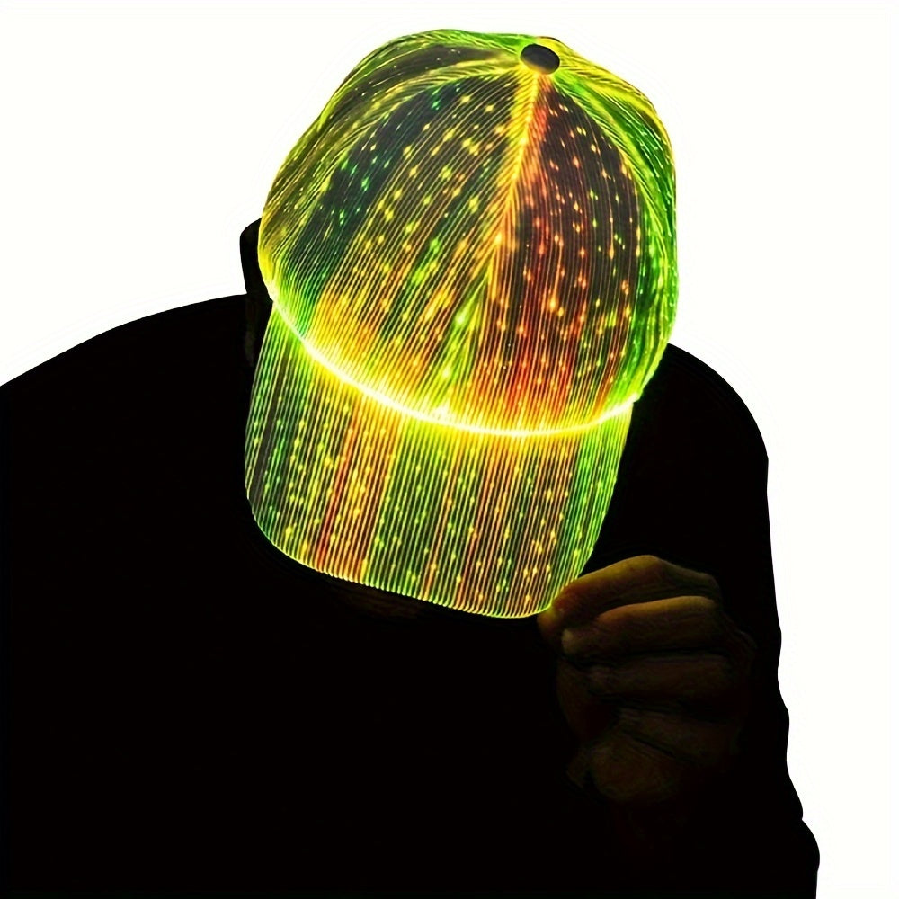 Gorra LED con Iluminación de 7 Colores – Recargable por USB, Ideal para Fiestas y Eventos