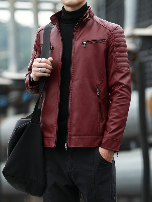 🧥 Chaqueta de Hombre en Cuero Sintético – Estilo Bomber Moderno