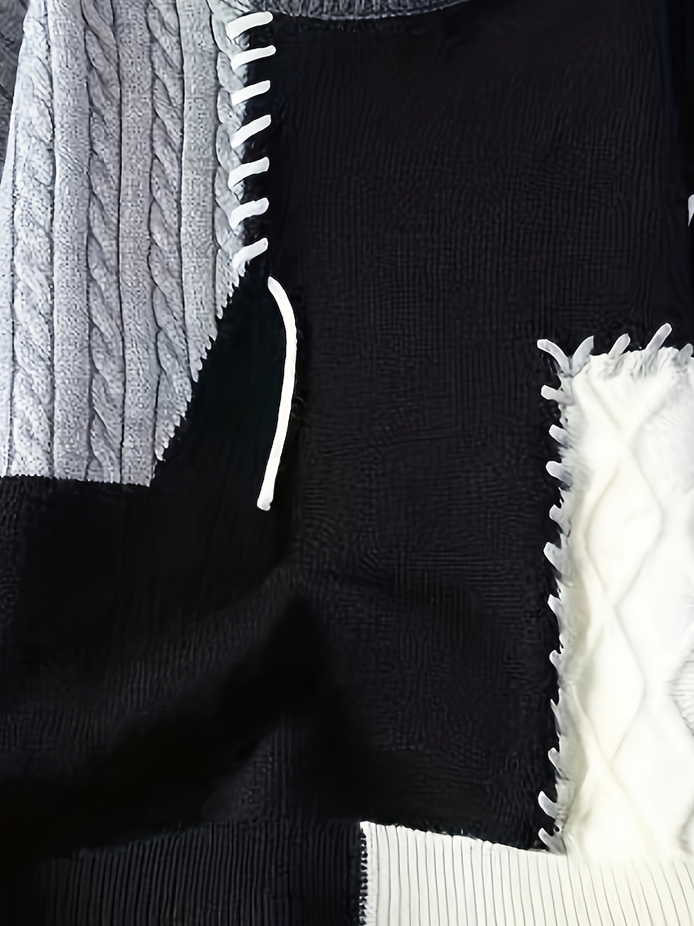 🧥 Suéter Masculino Tejido con Bloques de Color – Estilo Urbano para Otoño e Invierno