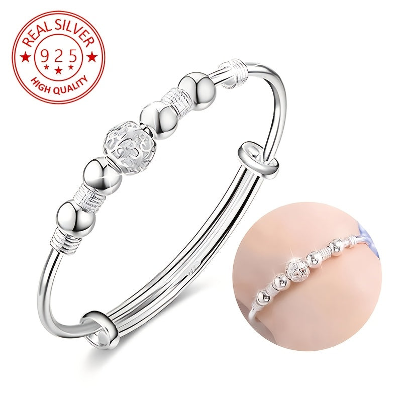 Pulsera de encanto en plata 925 con diseño único de bola Linglong hueca. Ideal para el uso diario y fiestas, es el regalo perfecto para cumpleaños, bodas, Año Nuevo y San Valentín. ¡Añade un toque de sofisticación a tu estilo!
