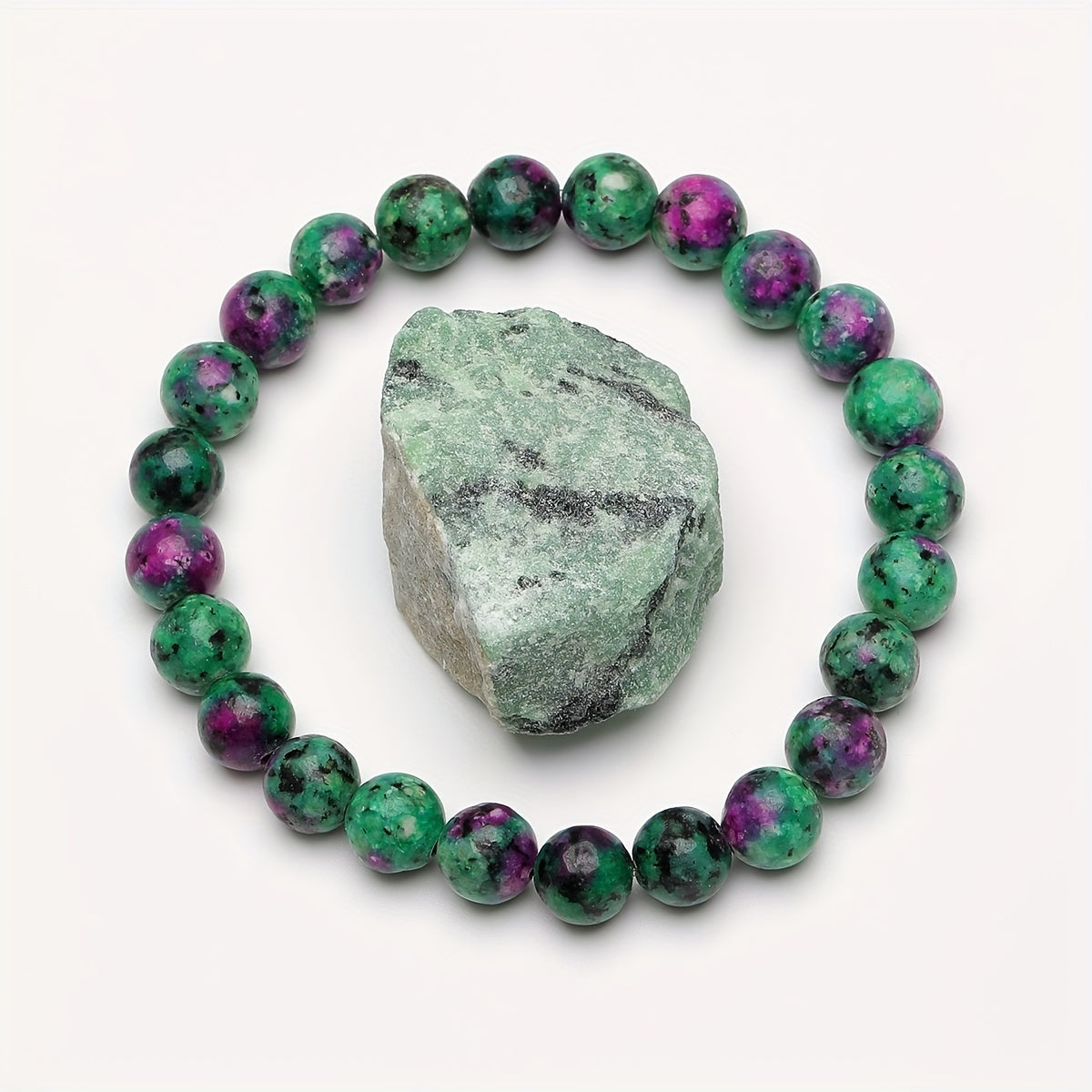 Pulsera Elástica de Piedra Verde Natural para Alivio del Estrés - Regalo Ideal para Hombres y Mujeres