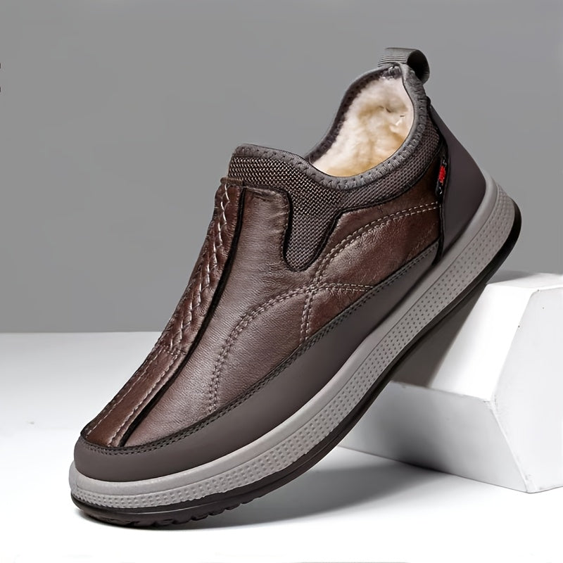 Zapatillas de Invierno para Hombre con Forro de Lana, Slip-On, Suela de PVC y Diseño Casual para Uso Diario y al Aire Libre