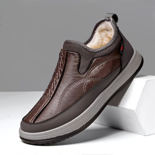Zapatillas de Invierno para Hombre con Forro de Lana, Slip-On, Suela de PVC y Diseño Casual para Uso Diario y al Aire Libre