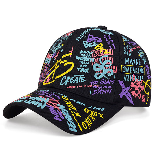 Gorra de Béisbol Graffiti para Mujer - Gorra Ajustable Unisex, Sombrero con Distressed y Colita de Caballo, Bordada, Perfecta para Regalos de Año Nuevo, Navidad y San Valentín 🎁✨