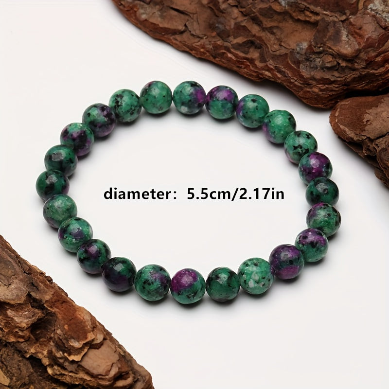 Pulsera Elástica de Piedra Verde Natural para Alivio del Estrés - Regalo Ideal para Hombres y Mujeres