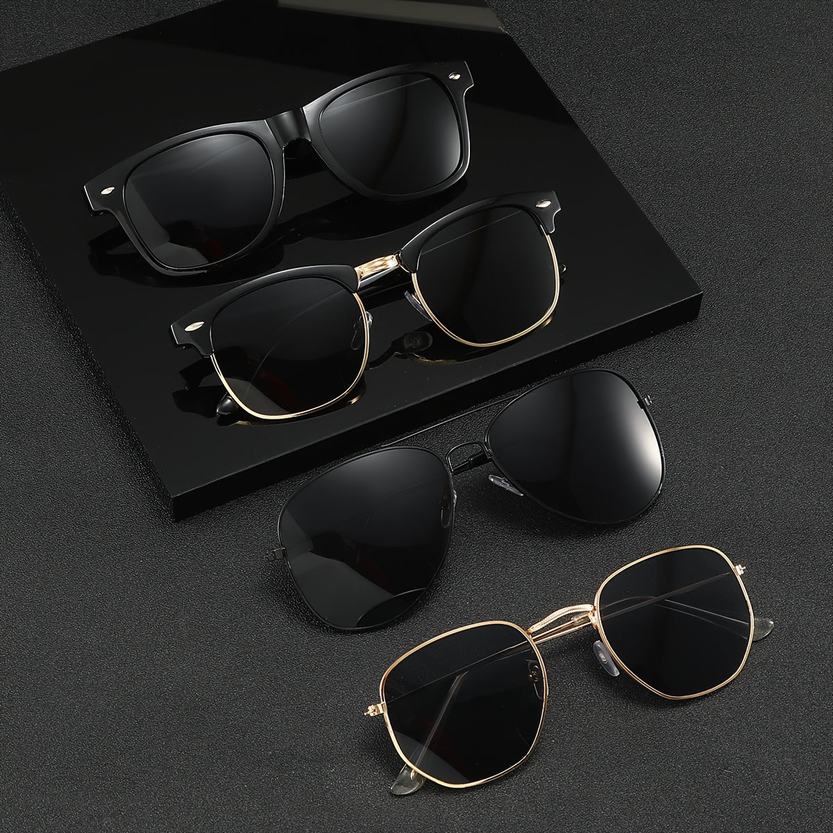 vSet de 4 Gafas Clásicas para Hombre – Diseño Ovalado Irregular, Estilo Urbano y Ejecutivo