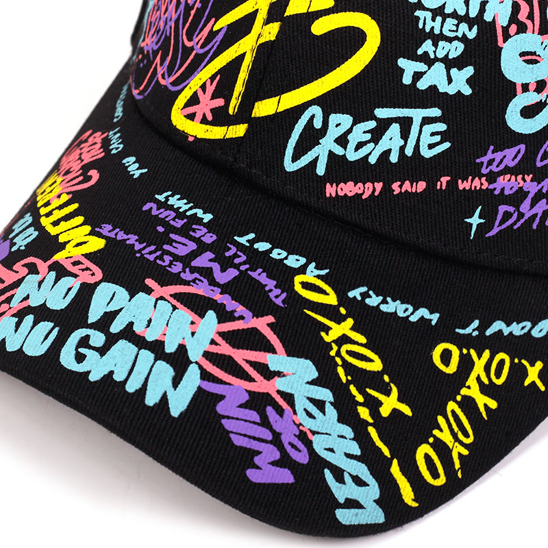 Gorra de Béisbol Graffiti para Mujer - Gorra Ajustable Unisex, Sombrero con Distressed y Colita de Caballo, Bordada, Perfecta para Regalos de Año Nuevo, Navidad y San Valentín 🎁✨