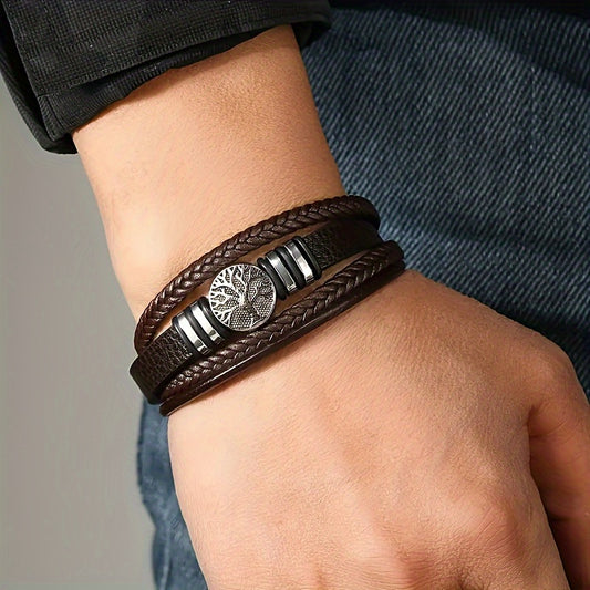 🌟 Brazalete de Cuero PU Minimalista y Trendy para Hombre – ¡El Regalo Perfecto para Navidad!