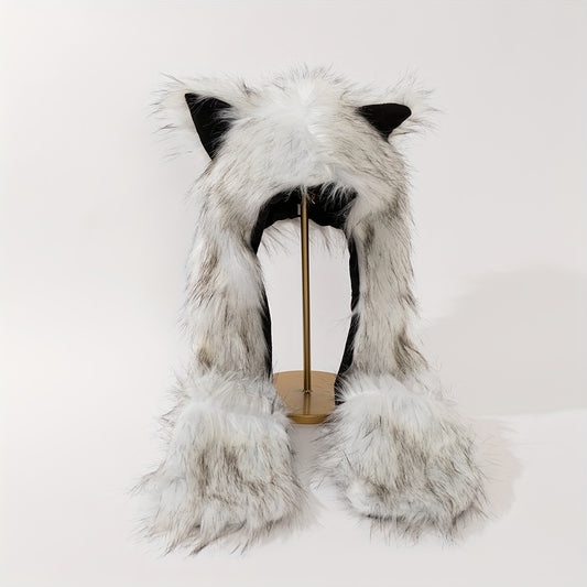 Conjunto de Invierno Estilo Lobo - Gorra, Guantes y Bufanda de Forro Polar 🐺❄️