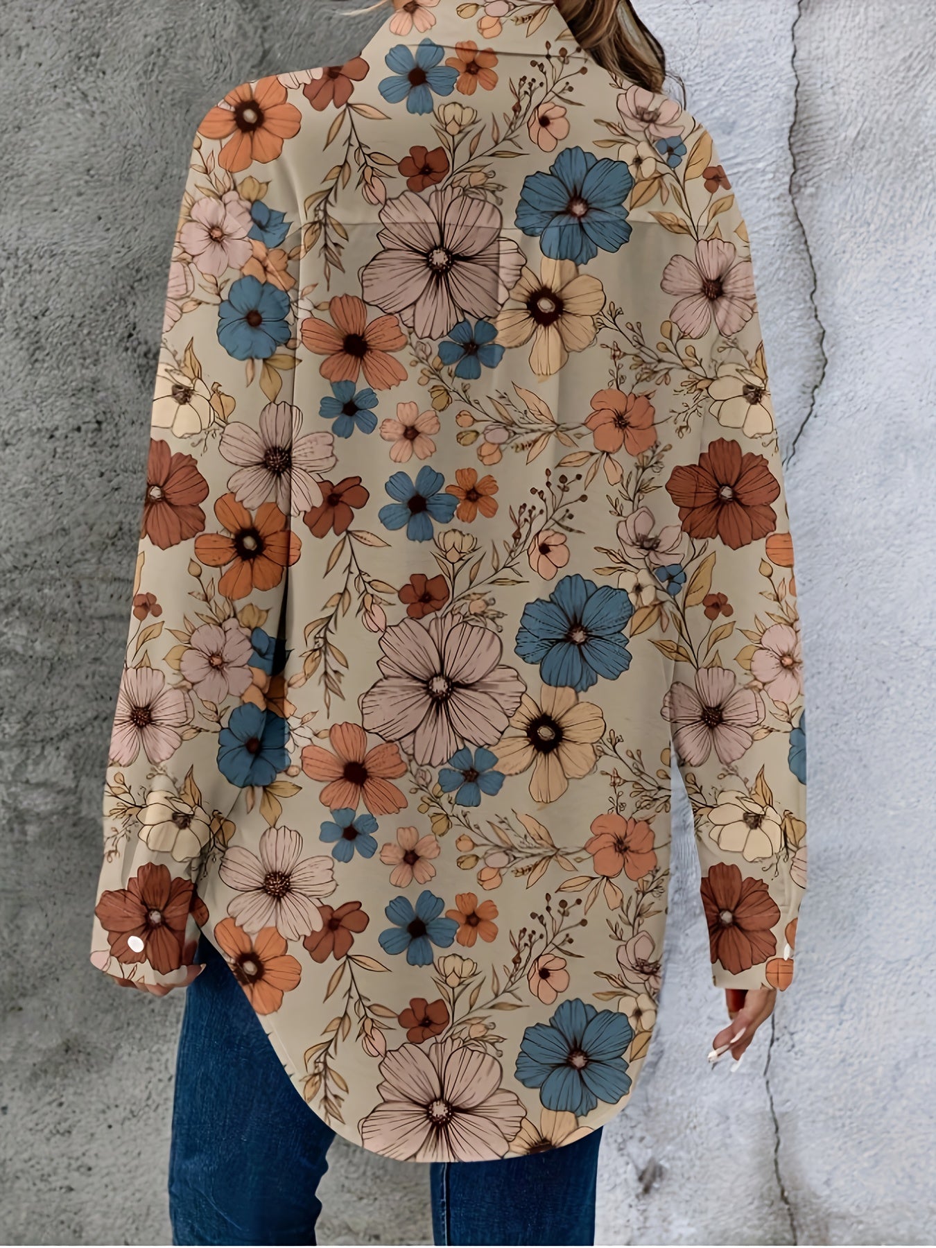 🌸 Camisa Casual Vintage Floral de Manga Larga con Botones Frontales para Mujer