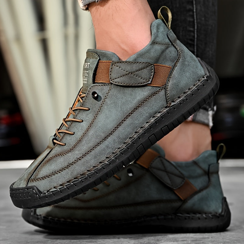 Plus Zapatillas de Hombre Plus Size con Costuras, Cierre de Velcro y Cordones, Resistente al Desgaste, Para Actividades al Aire Libre