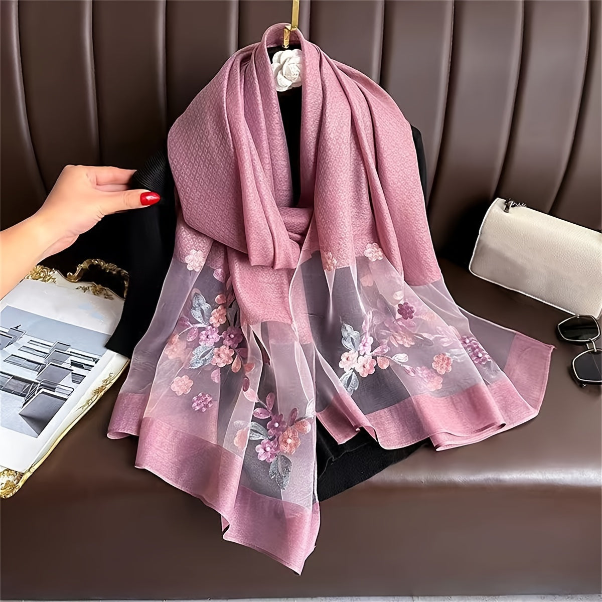 Chaleco de Flores Bordadas para Mujer - Bufanda Ligera y Transpirable 🌸💨