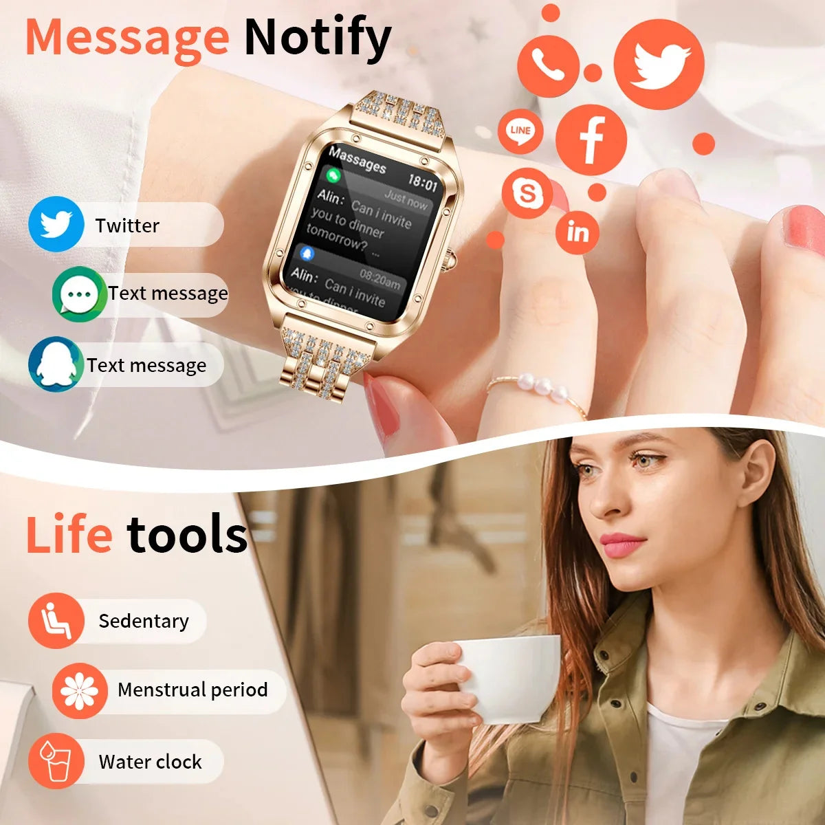 Smartwatch de Lujo Rollstimi Gold Diamond – Tecnología y Elegancia en tu Muñeca ⌚✨