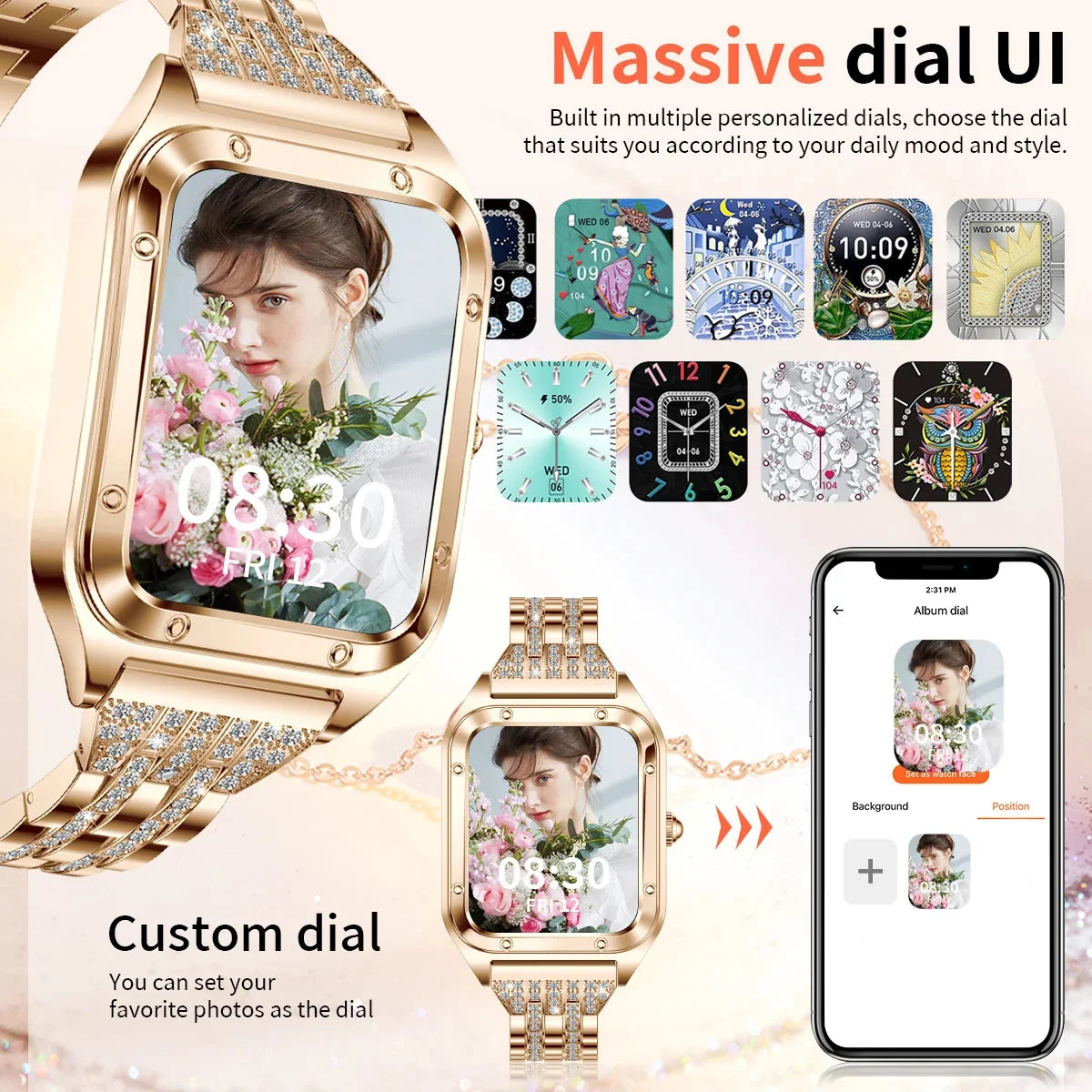 Smartwatch de Lujo Rollstimi Gold Diamond – Tecnología y Elegancia en tu Muñeca ⌚✨