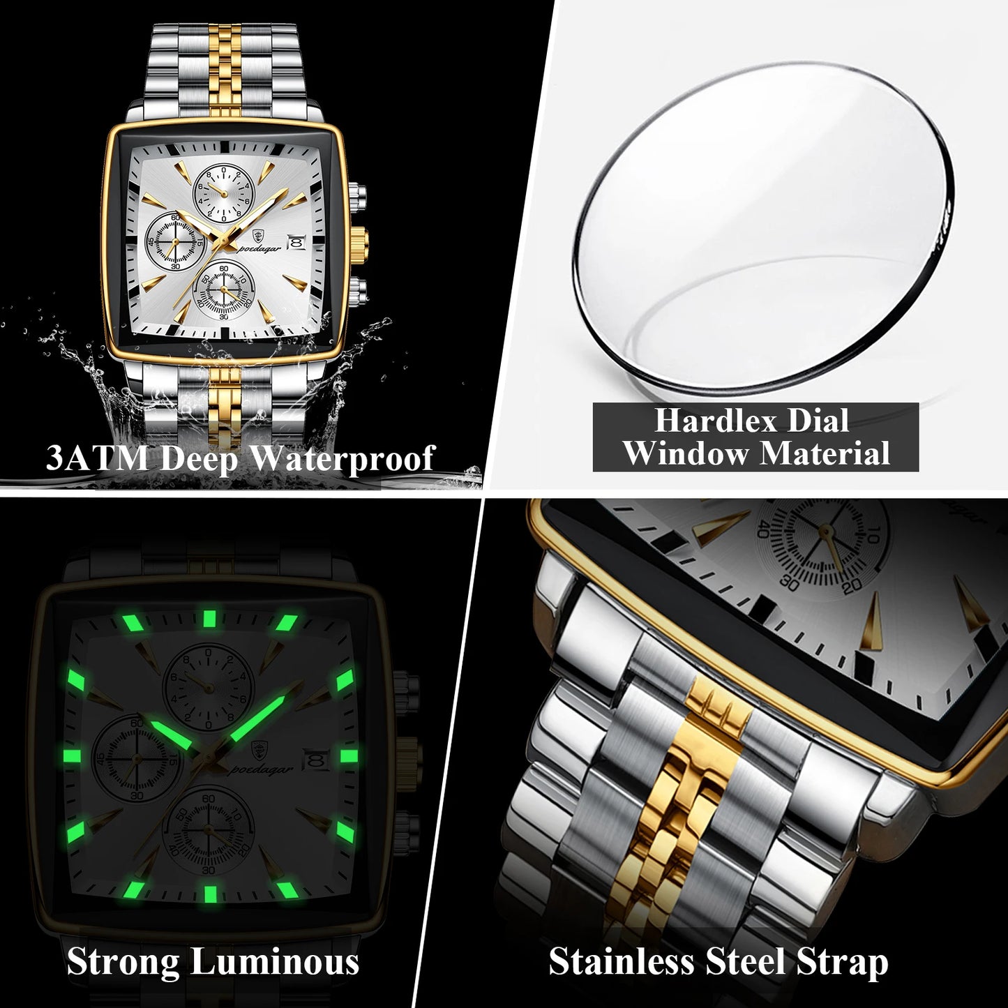 Reloj Deportivo de Lujo POEDAGAR – Resistencia y Estilo en un Diseño Cuadrado ⌚🔥
