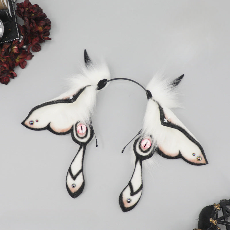 Diadema Realista de Polilla con Orejas - Accesorio de Peluche para Halloween y Día de los Muertos 🦋🎃