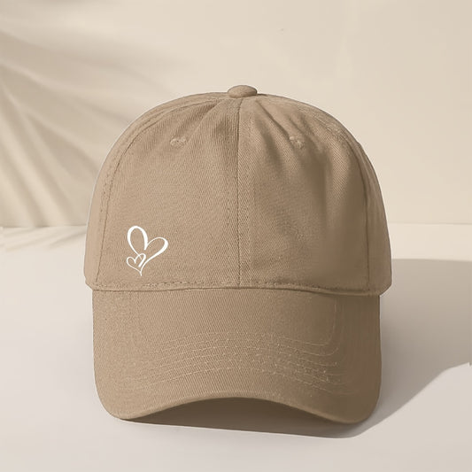 Gorra de Beisbol con Estampado de Corazón - Sombrero Ajustable y Transpirable de Algodón para Mujer, Casual y Cómodo