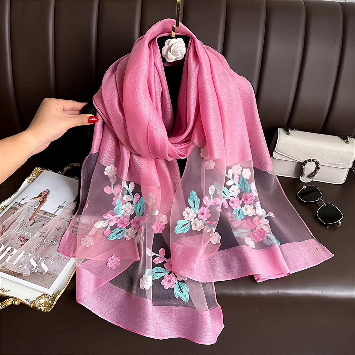 Chaleco de Flores Bordadas para Mujer - Bufanda Ligera y Transpirable 🌸💨